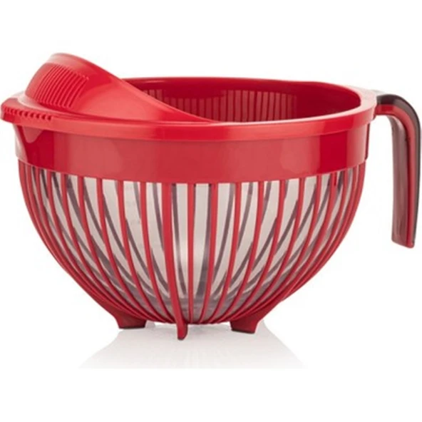 Qlüx İdeas Qmix Pirinç Süzgeci Kırmızı 3000ml 22cm ürün görseli 1