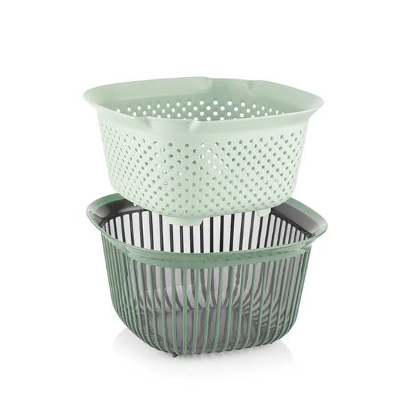 Qlüx İdeas Liny Süzgeçli Kase Yeşil 25cm 4000ml ürün görseli 1