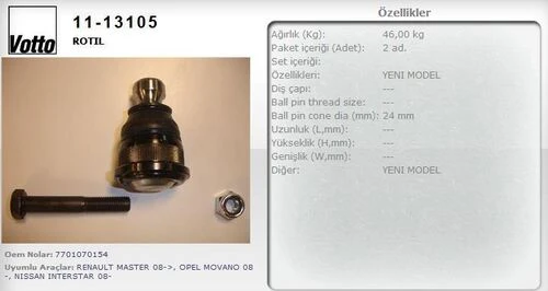 Votto 11 -13105 Rotil Alt Master II / Movano A / Interstar 24Mm ürün görseli 1