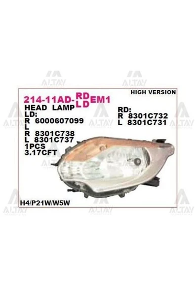 DEPO 21411ADRLDEM1 214-11adr-ldem1 Ön Far Sağ- Krom - Mitsubishi L200 15- Fiat Fullback 15- ürün görseli 1