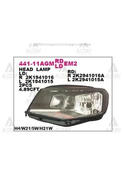 DEPO 44111AGRMLDEM2 441-11agrmldem2 Ön Far Sağ Motoru Uzerınde Siyah Volkswagen Caddy 15- ürün görseli 1
