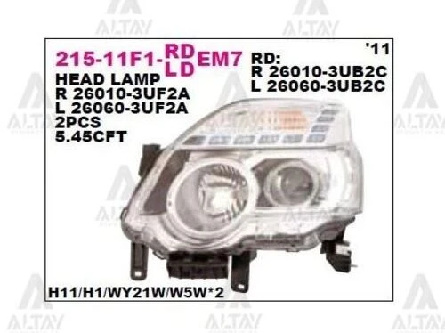 DEPO 21511F1RLDEM7 Ön Far Sağ Siyah Nissan X-Traıl 11-13 ürün görseli 1