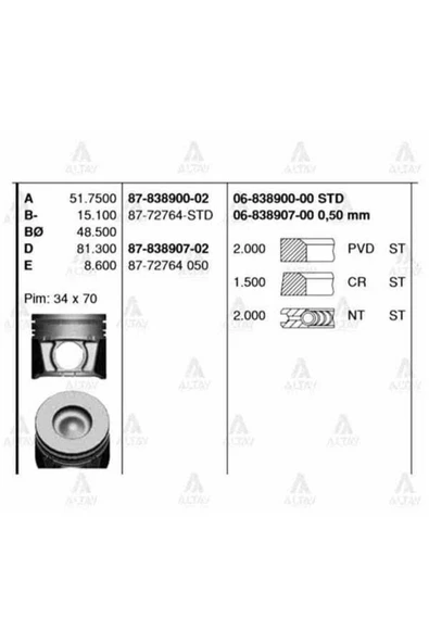 Goetze 06 Iss -838900-0 Segman Std Mazda Bt-50 -ranger - ürün görseli 1