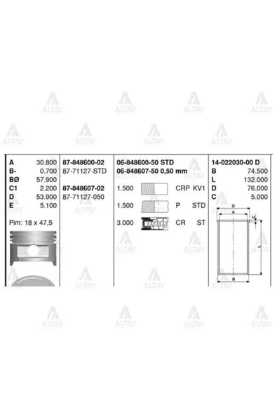 Goetze 06 Iss -84800-50 Segman Std 1.3 Accent Mılenyum ürün görseli 1