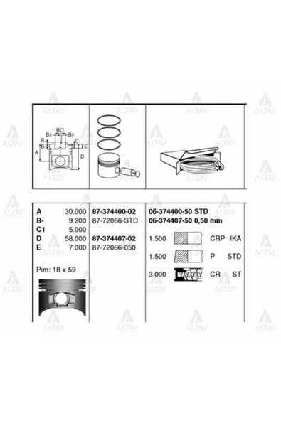 Goetze 06 Iss -374400-50 Segman Std 2e 1300 Corolla ürün görseli 1