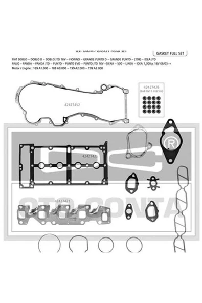 Otoconta 42427502S Motor Takım Conta Doblo Punto 500 1.3mtj 10- Silindir Kapak Contası Sız--s Uyumlu ürün görseli 1