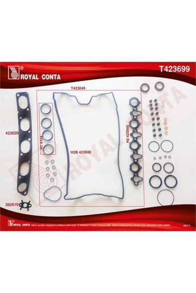 Royal T423699 Motor Takım Conta Üst Keçelı - Reınz Sub.last - Silindir Kapak Contası Sız Master ürün görseli 1