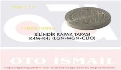 Vitesse 117  Silindir Kapak Tapası CLIO Kangoo Megane Laguna Fluence / Duster 1.4 16V K4J 1.6 16V K4M ürün görseli 1
