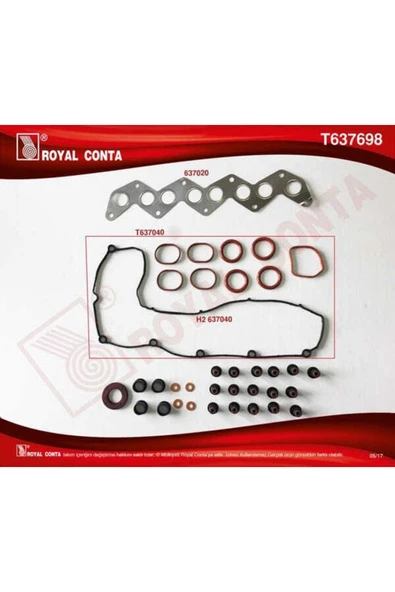 Royal T637698 Motor Takım Uyumlu Conta Üst Reınz Keçelı - S Lastı Silindir Kapak Contası C4 C5 04-c8 Ju ürün görseli 1