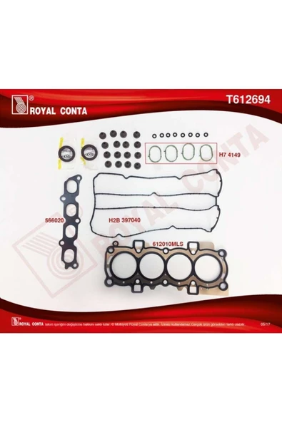 Royal T612694 Üst Takım Conta Keçeli S Lastikli Skc .fıesta Vı 1.4 16v 97hp 10/08 ürün görseli 1