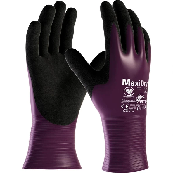 ATG MaxiDry® 56-426 Süper İnce Yağ ve Sıvı Geçirmez Kimyasal Dayanımlı İş Eldiveni ürün görseli 1