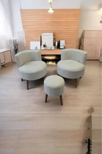 DENART GARDEN ÇAY SETİ İKİLİ KOLTUK BERJER VE PUF TAKIMI ürün görseli 1