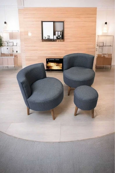 DENART GARDEN ÇAY SETİ İKİLİ KOLTUK BERJER VE PUF TAKIMI ürün görseli 1