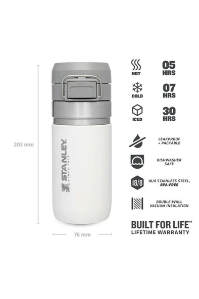 Stanley The Quick Flip Beyaz 0.47 lt Çelik Termos - Resim 2