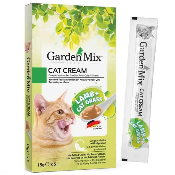 Garden Mix Kedi Çimi ve Kuzulu Krema Kedi Ödül Maması 15gr (5'li) ürün görseli 1