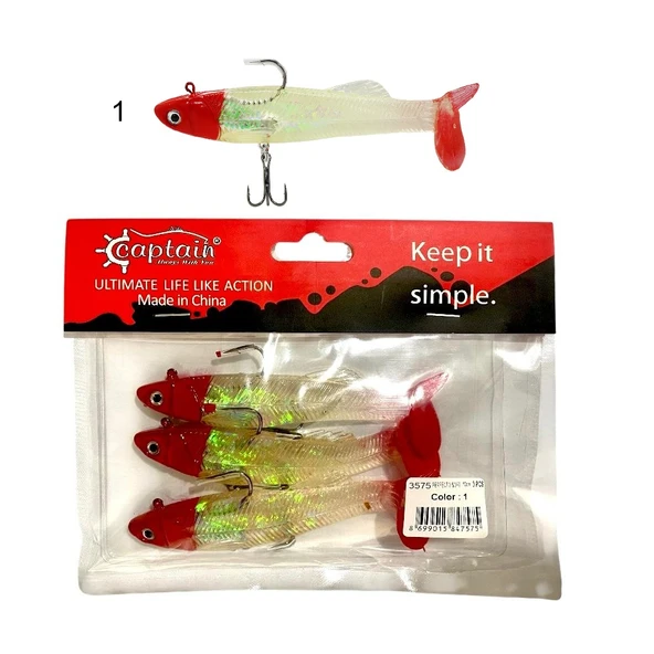Captain 3575 Perfecto Soft 10cm 20gr Turna Silikonu 3'lü Set Suni Yem Color: 1 ürün görseli 1