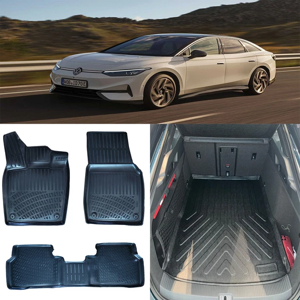 Rizline Volkswagen ID.7 2023 Ve Sonrası 3D Paspas ve ÜST Bagaj Havuzu Set ürün görseli 1