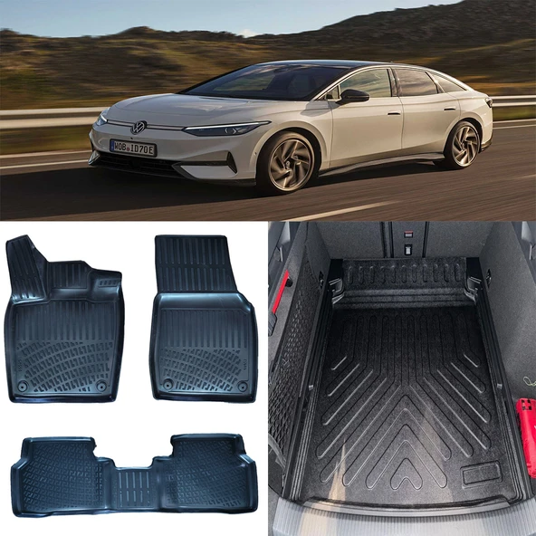 Rizline Volkswagen ID.7 Elektrikli 2023 Ve Sonrası 3D Paspas ve ALT Bagaj Havuzu Set ürün görseli 1