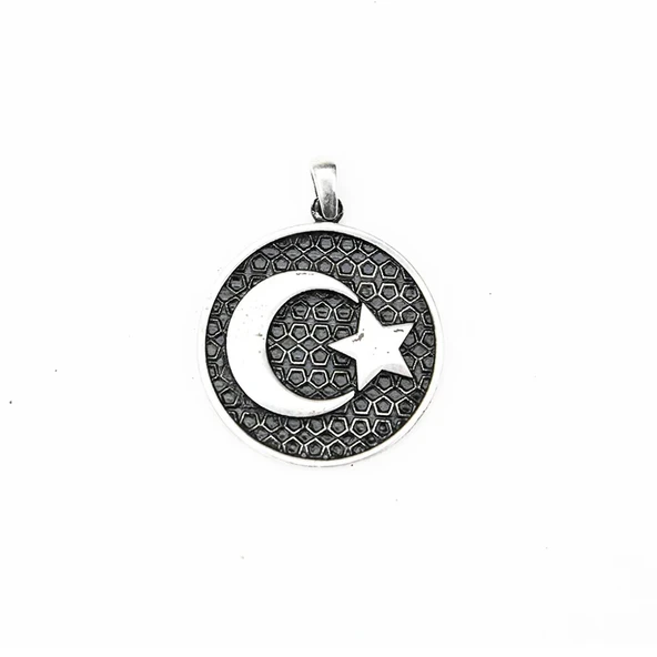 Gümüş Ayyıldız Kabartma  Model Erkek Kolye ürün görseli 1
