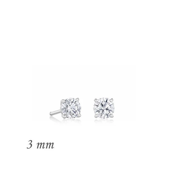 Gümüş Yuvarlak Tek Taş Zirkon Küpe - 3 mm ürün görseli 1