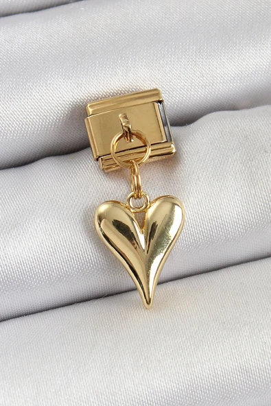 316L Çelik Sallantılı Kalp Model Gold Renk Nomination Charm - TJ-BC1399 ürün görseli 1