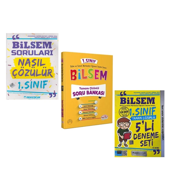 Editör 1. Sınıf Bilsem Soru ve Zeki Çocuk Bilsem Soruları Nasıl Çözülür ile Deneme Seti 3 Kitap ürün görseli 1