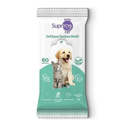 Supreme Yeşil Çaylı Kedi Ve Köpek Temizleme Mendili ürün görseli 1