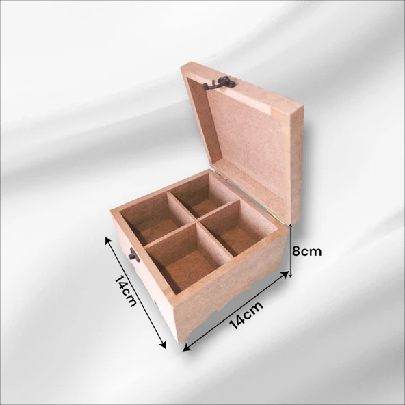 Ahşap-boyanabilir-4 bölmeli-klipsli-çok amaçlı küçük organizer kutu ürün görseli 1