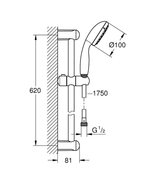 Grohe Duş Seti 2 Akışlı Tempesta Krom - 2759810E - Resim 3