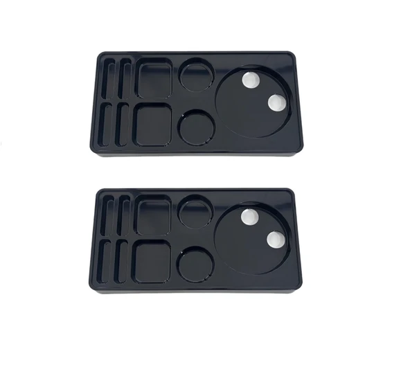 2 Adet Otel Servis Karşılama Sunum İkram Tepsisi 9 Bölmeli Plastik Çay Kahve Şeker Fincan Bölmeli Kettle Ketil Altlığı 44x24 cm ürün görseli 1