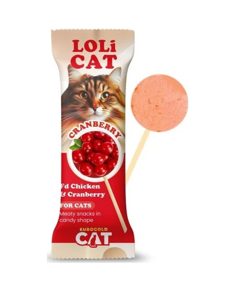 Eurogold Cat Lolicat Kediler İçin Tavuklu Kızılcıklı Ödül Lolipop 15 Li ürün görseli 1