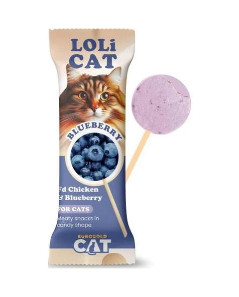 Eurogold Cat Lolicat Kediler İçin Tavuklu Yaban Mersinli Ödül Lolipop 15 Li ürün görseli 1