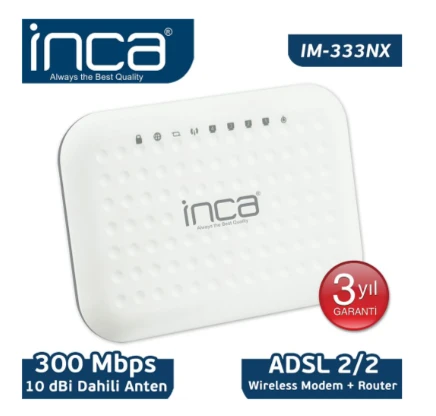 Inca IM-333NX 300Mbps Adsl2/2 Wireless Modem + Router ürün görseli 1