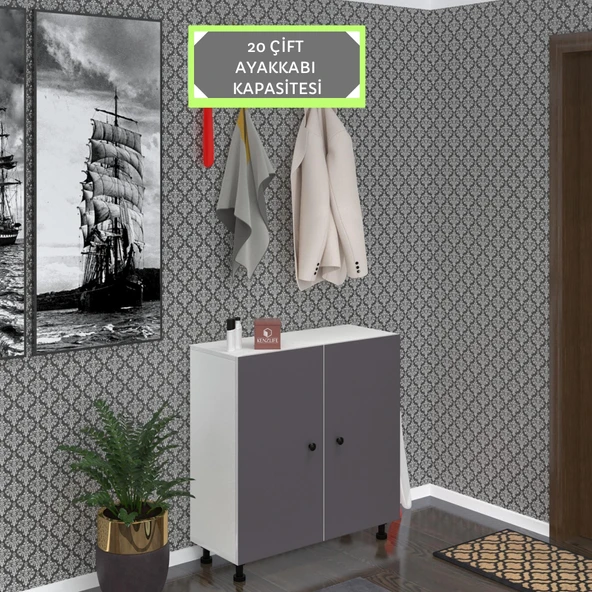 Kenzlife ayakkabılık galoş5 gribyz 53*080*32 kapaklı 5 raflı 20 çift ayakkabı kapasitesi ürün görseli 1