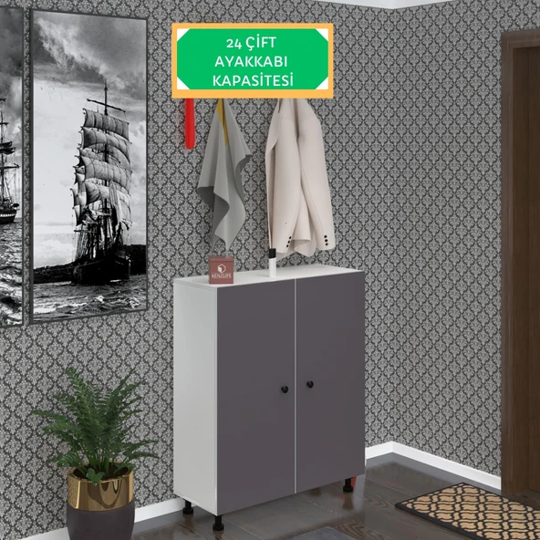 Kenzlife ayakkabılık galoş6 gribyz 53*080*32 kapaklı 6 raflı 24 çift ayakkabı kapasitesi ürün görseli 1