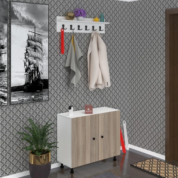 Kenzlife portmanto ayakkabılık ve askılık edik4 crdbyz 68*080*32 onaltı çift ayakkabı kapasitesi ürün görseli 1