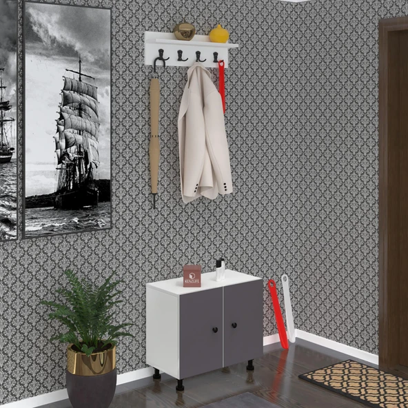 Kenzlife portmanto ayakkabılık ve askılık kalçın3 gribyz 53*060*32 dokuz çift ayakkabı kapasitesi ürün görseli 1