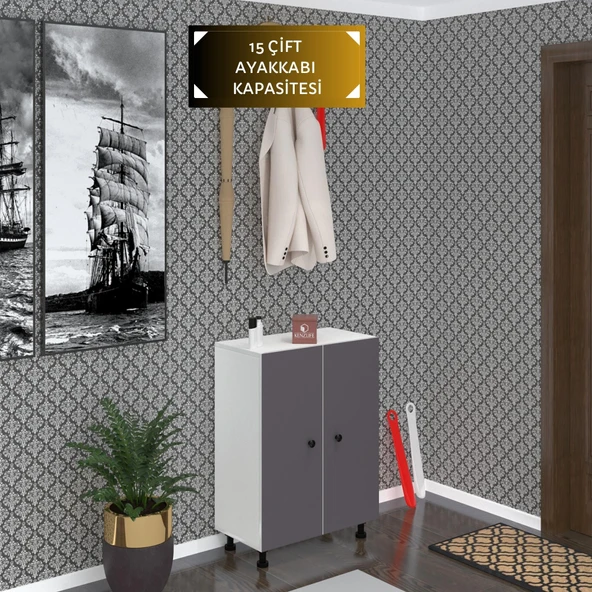 Kenzlife ayakkabılık cimcime5 gribyz 83*060*32 kapaklı 5 raflı 15 çift ayakkabı kapasitesi ürün görseli 1