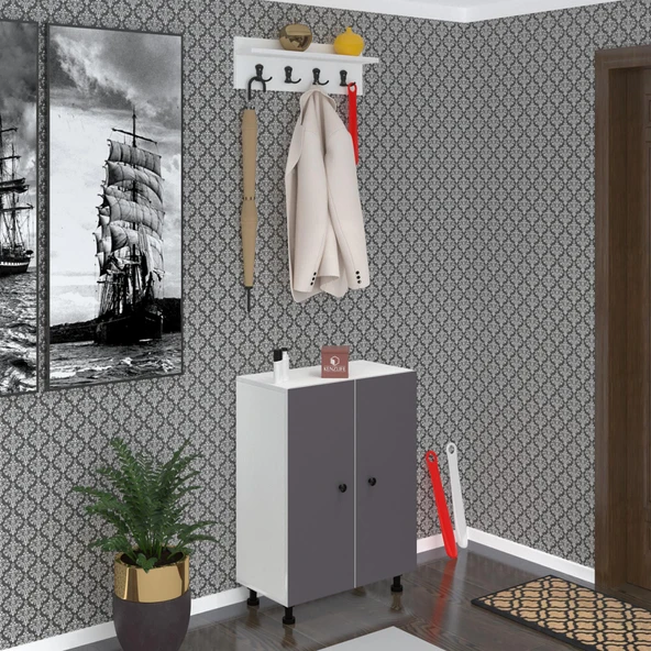Kenzlife portmanto ayakkabılık ve askılık kalçın5 gribyz 83*060*32 onbeş çift ayakkabı kapasitesi ürün görseli 1