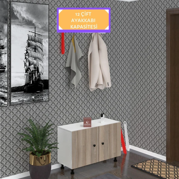Kenzlife ayakkabılık galoş3 crdbyz 53*080*32 kapaklı 3 raflı 12 çift ayakkabı kapasitesi ürün görseli 1