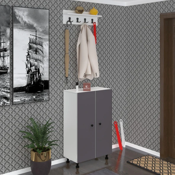Kenzlife portmanto ayakkabılık ve askılık kalçın6 gribyz 98*060*32 onsekiz çift ayakkabı kapasitesi ürün görseli 1