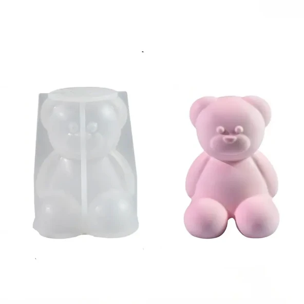 Epoksi Silikon Taş Tozu Beton Mum Kalıbı Büyük Boy Sevimli Ayıcık Kalıbı 7.8x7x6.7 CM ürün görseli 1