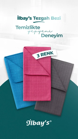 İlbay’s 2’li Mikrofiber Tezgah Bezi 40x40 cm | Süper Emici Leke Bırakmaz Bez ürün görseli 1