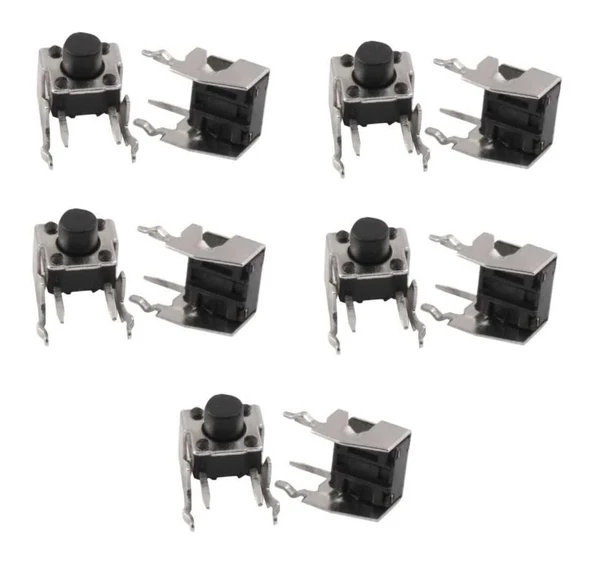 2 Pin 90° 90C 6x6x6.8mm Tact Switch Buton - 10 Adet ürün görseli 1