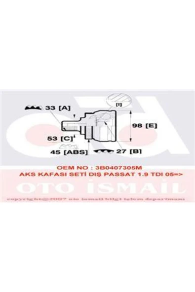 GKN 303409  X Aks Kafası Seti Dış Passat 1.9 Tdı 05 Volkswagen-audı-seat-skoda ürün görseli 1