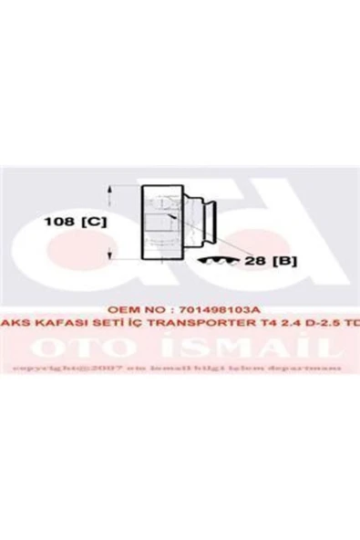 GKN 302464 Glanzer  Aks Kafası Iç Transporter T4 2.4 2.5 Saçlı Körüklü ürün görseli 1
