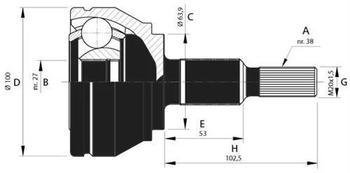 GKN 304735  Aks Kafası Diş Touareg 2.5 Tdı Bac 7l6498099b ürün görseli 1