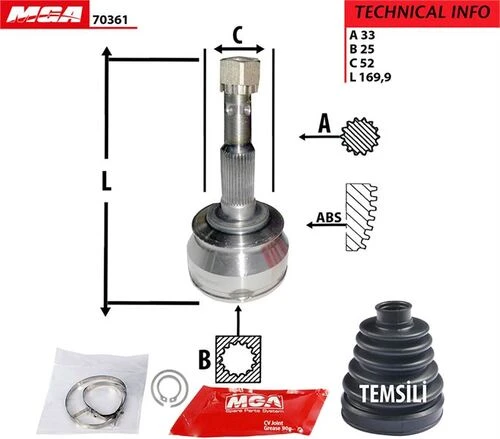 MGA 70361  Aks Kafası Dış Vectra A Ascona Kadett 1.8 2.0 1.6D 33×25×52 ürün görseli 1