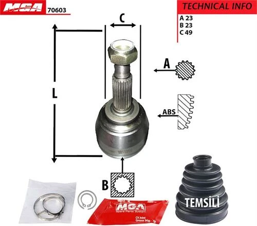 MGA 70603  AKS KAFASI DIŞ NOTE 07-13 1.5 DCI  23×23×49 ürün görseli 1