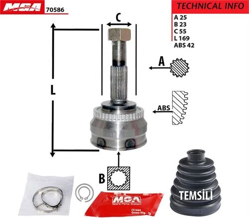 MGA 70586  Aks Kafası Dış Absli Almera 95-00 1.5 25×23×55Xabs-42 ürün görseli 1